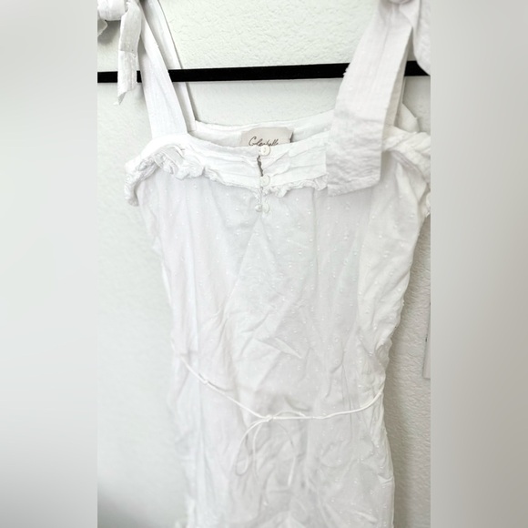 Cleobella Zane Dress Swiss Dot Ruffle Tiered Pinafore Bow Sleeve - Picture 4 of 8